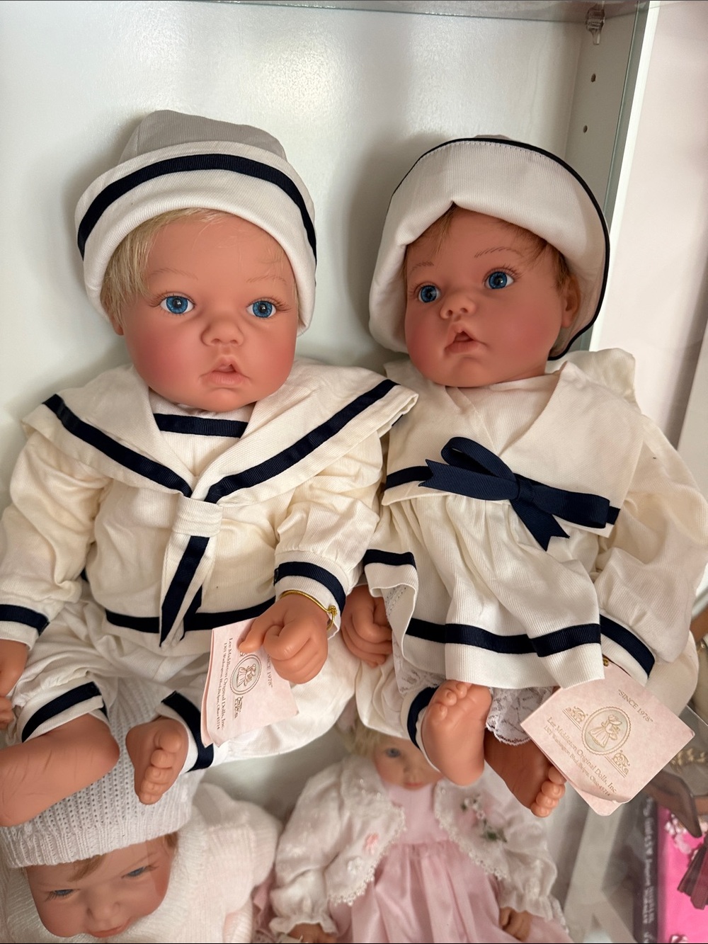 Classic Cream Sailor Baby Doll Outfit Set with Navy Trim